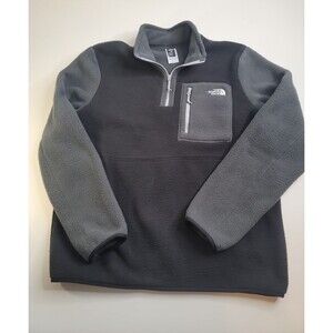 The North Face Fleece Pullover 1/4 Zip Gray Black Mens L Circular Design